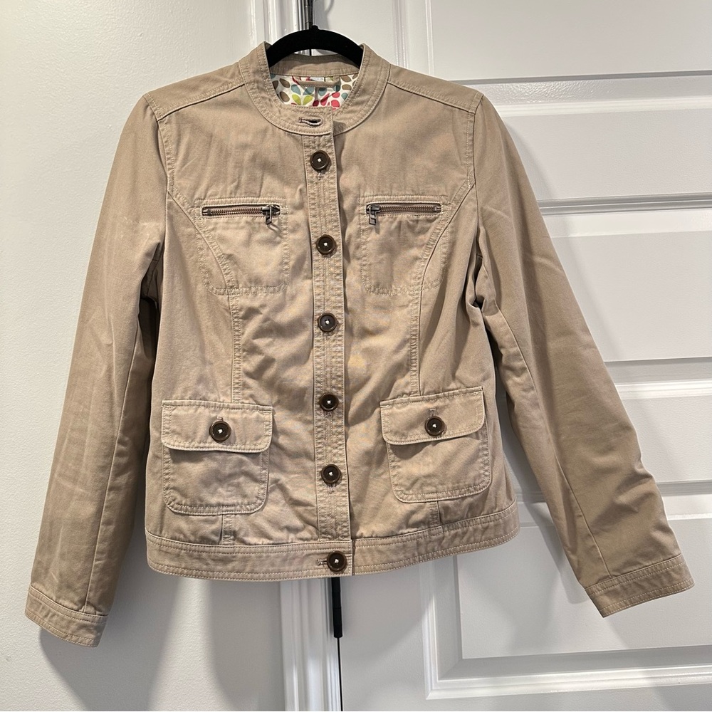 Boden Tan Utility Jacket with Button Details Size 8